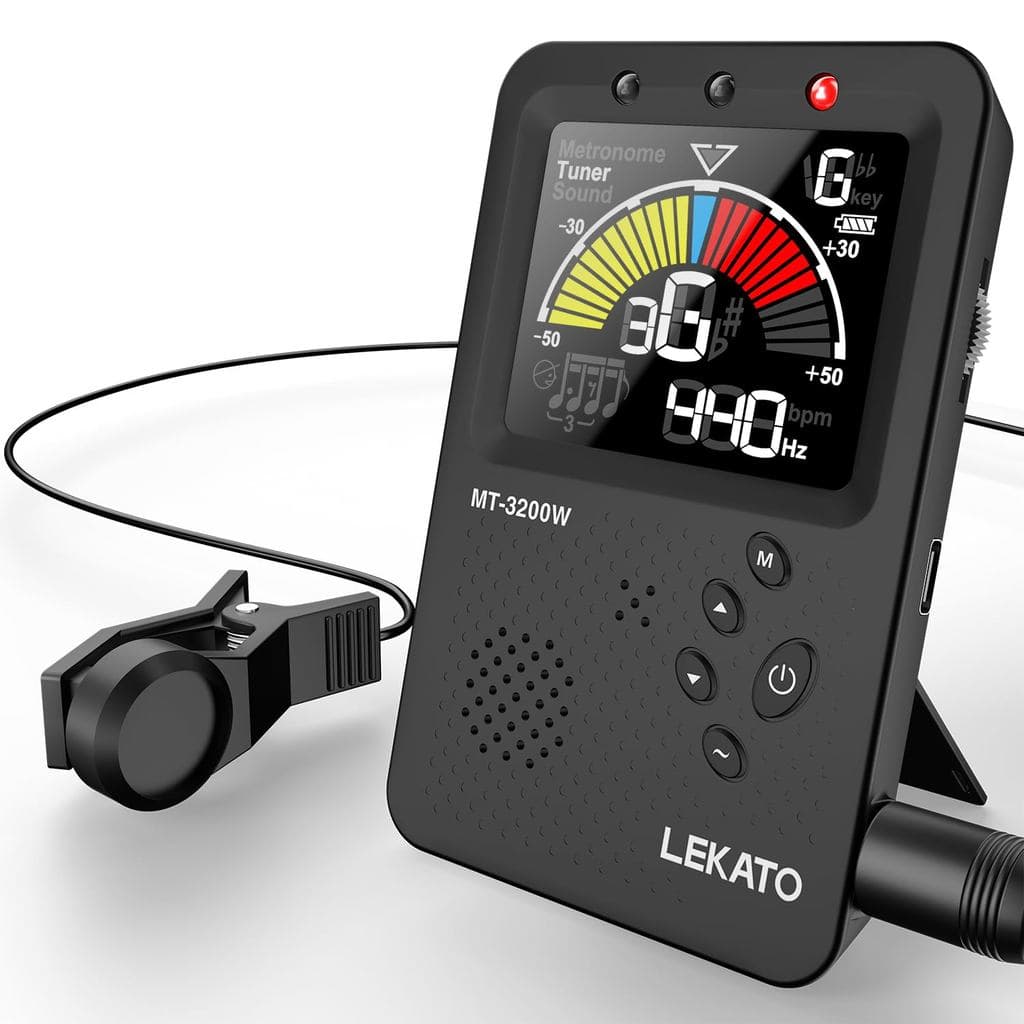 LEKATO Afinador Digital 3 Em 1 Com Modo Metrônomo Para Guitarra/Baixo/Piano-Microfone Leve Clipe , Vocal Be