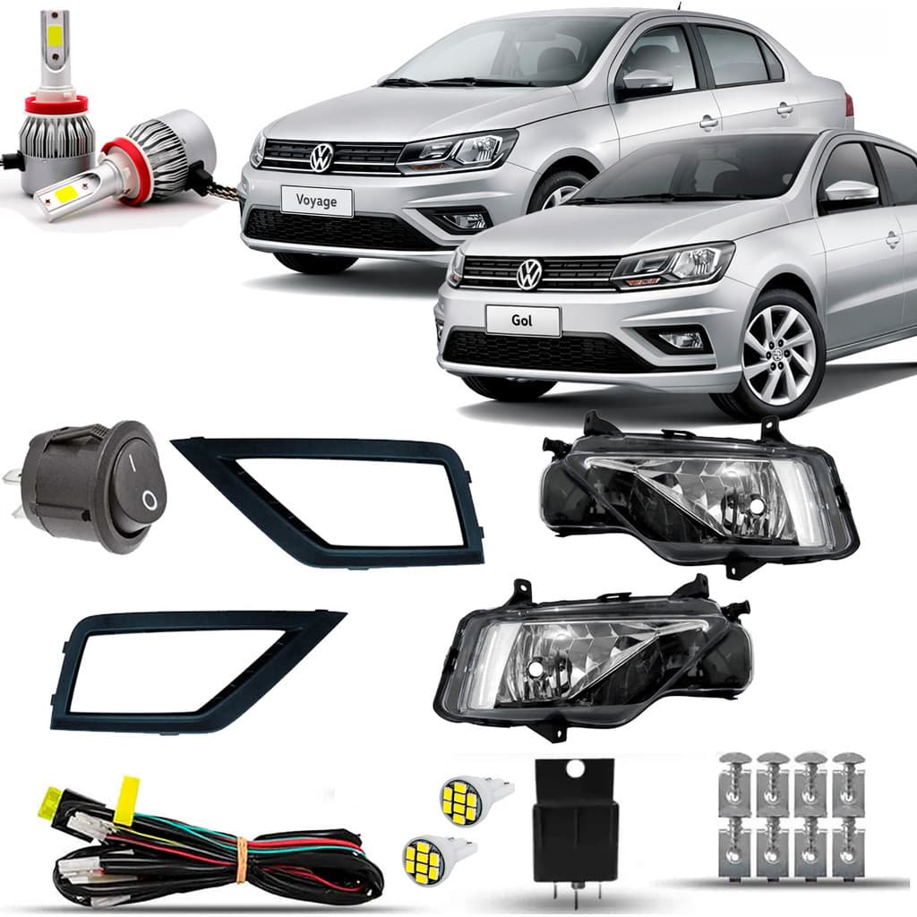Kit Farol De Milha Neblina Auxiliar Cibie Farolete Completo Gol Voyage G8 2019 20 21 22 23 24 Super Led 6000K