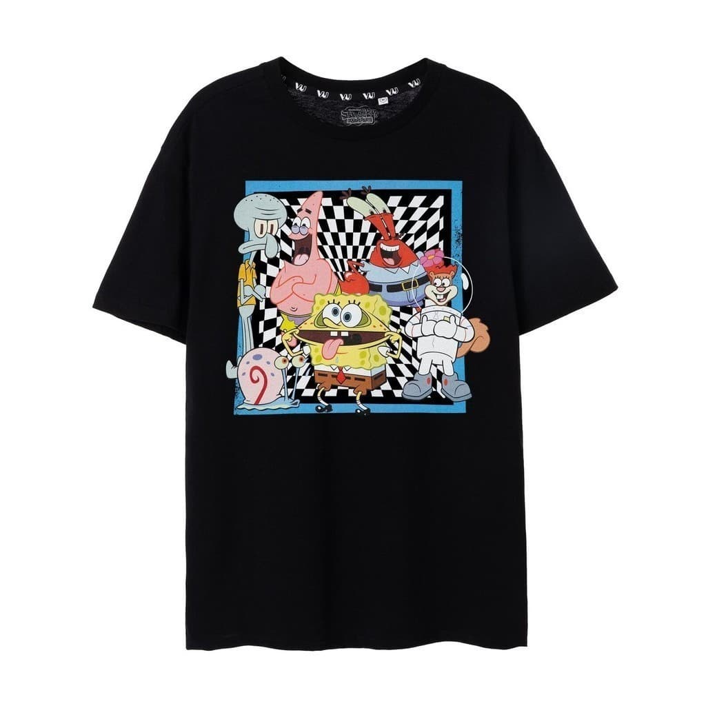 Camiseta Camisa 100%Algodão Desenho Animado Bob  Squarepants Unissex Lançamento Top