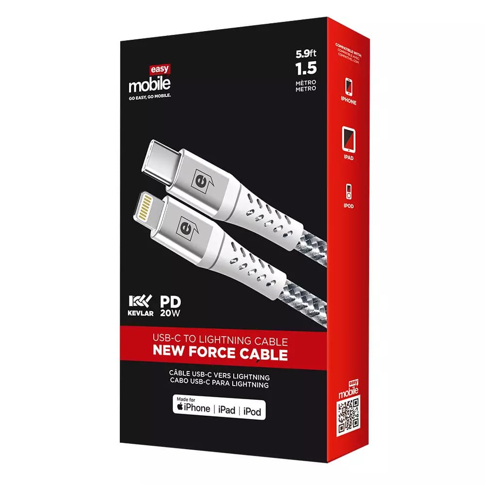 CABO EASY MOBILE NEW FORCE CABLE TYPE-C PARA LIGHTNING 1.5M