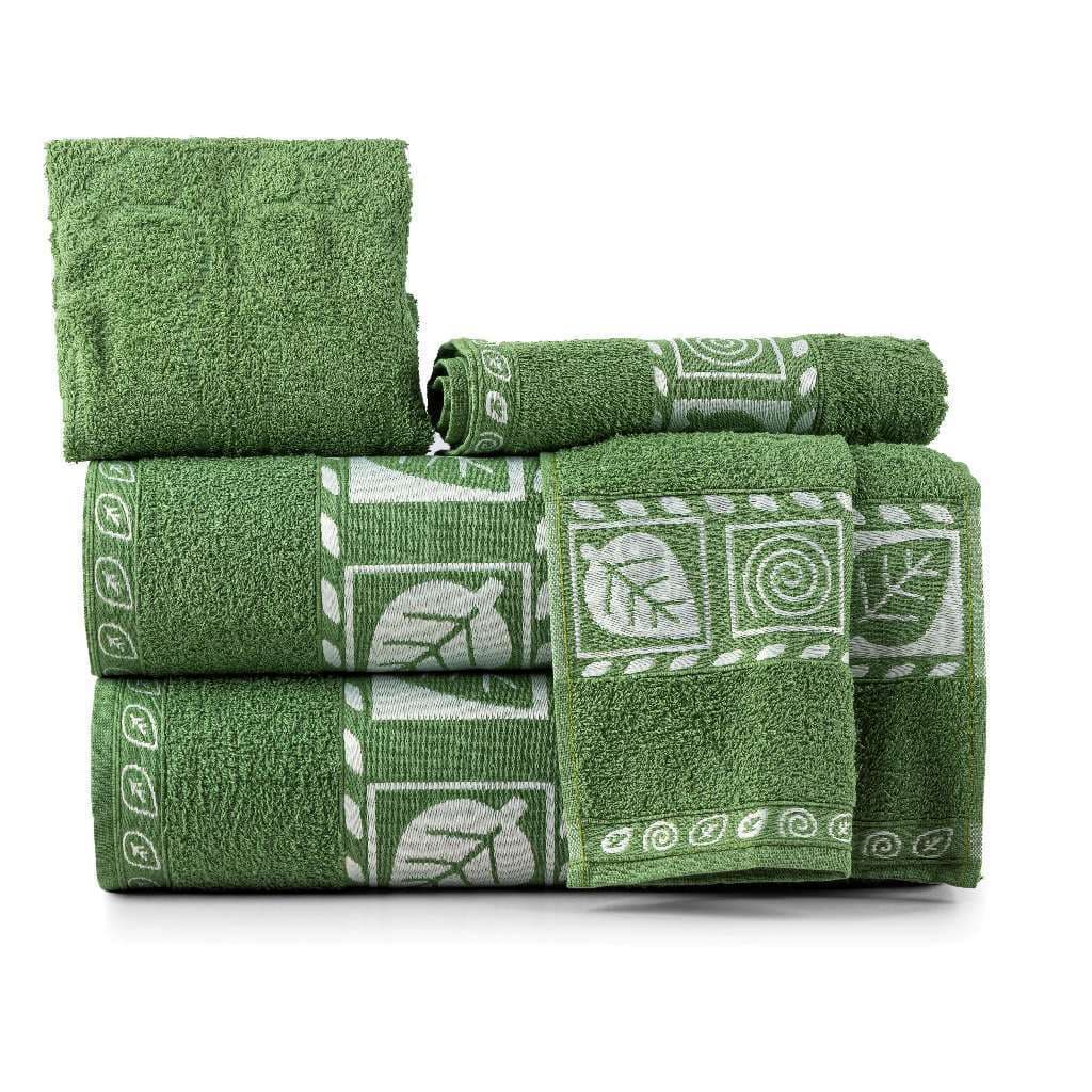 Kit Jogo de Toalha de Rosto e Banho Folhas 5 Peças Toalha de Banho Algodão