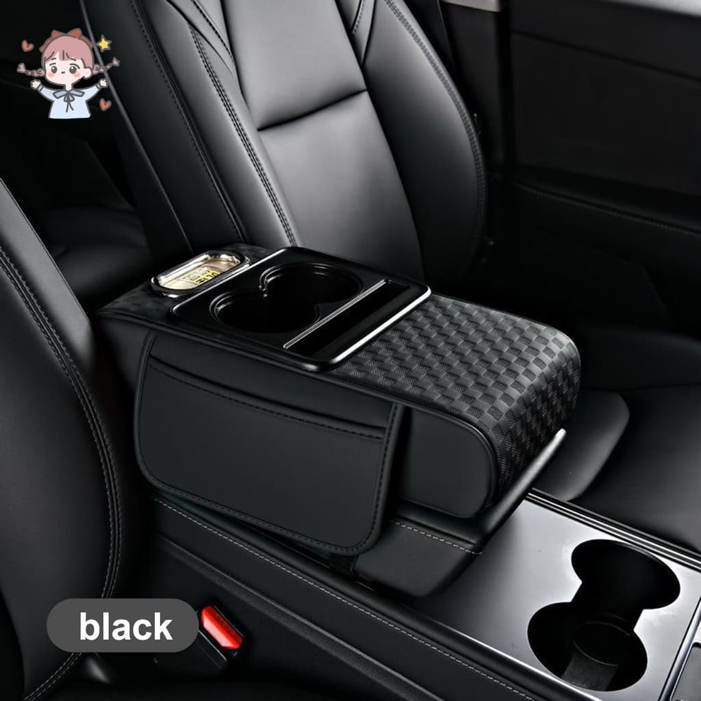 Almofada De Apoio De Braço Do Carro Com Capa De Caixa Central 2 Bolsos De Armazenamento Suporte De Copo Slot Tecido E Pa