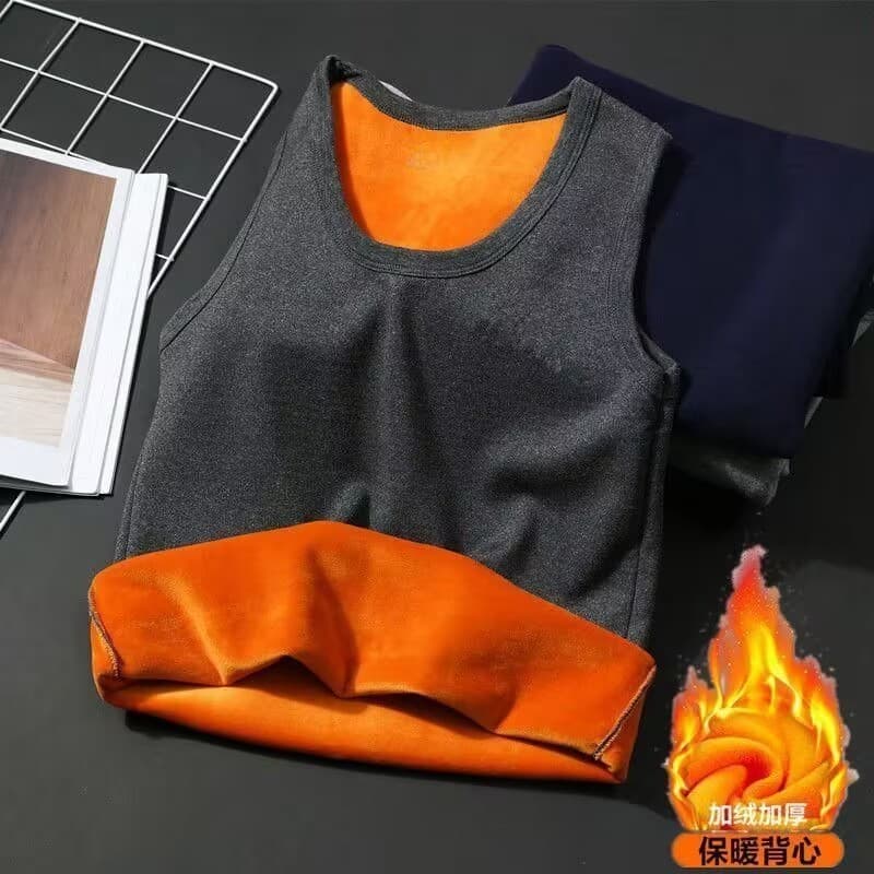 Outono inverno colete térmico masculino escovado engrossado Close-fitting roupa interior colete de algodão puro dupla fa