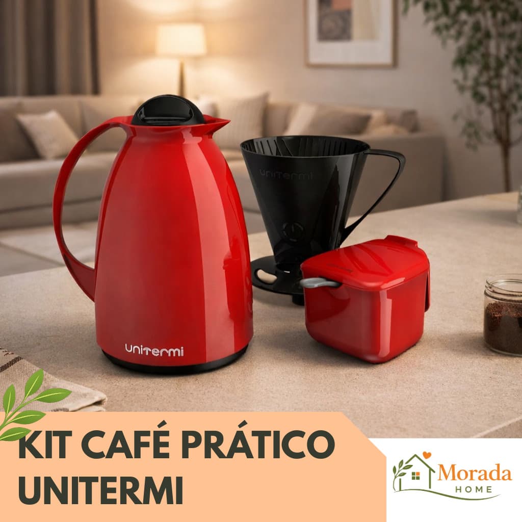 Kit Café Prático Unitermi 650ml Garrafa Térmica Açucareiro Colher Suporte Filtro Invicta Florença
