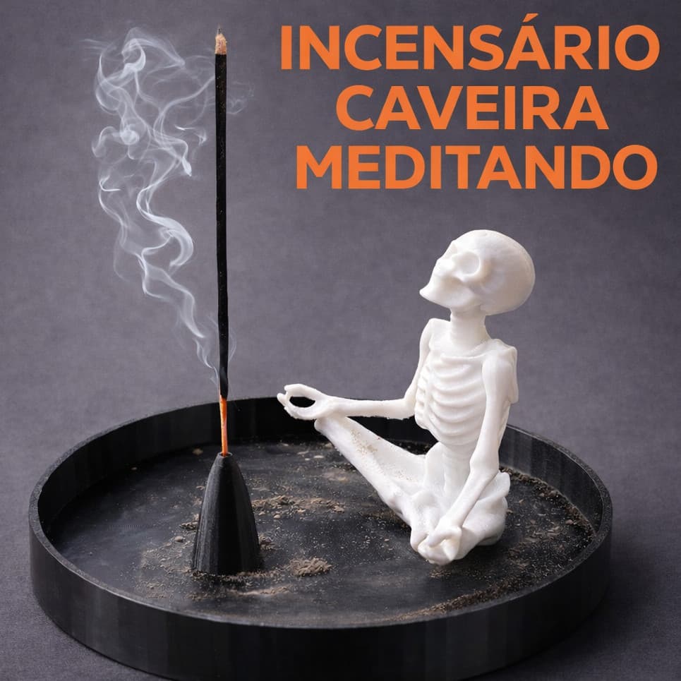 Incensário Caveira Meditando - Porta Incenso