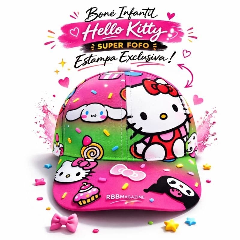 Boné Infantil Estampado Hello Kitty Menina