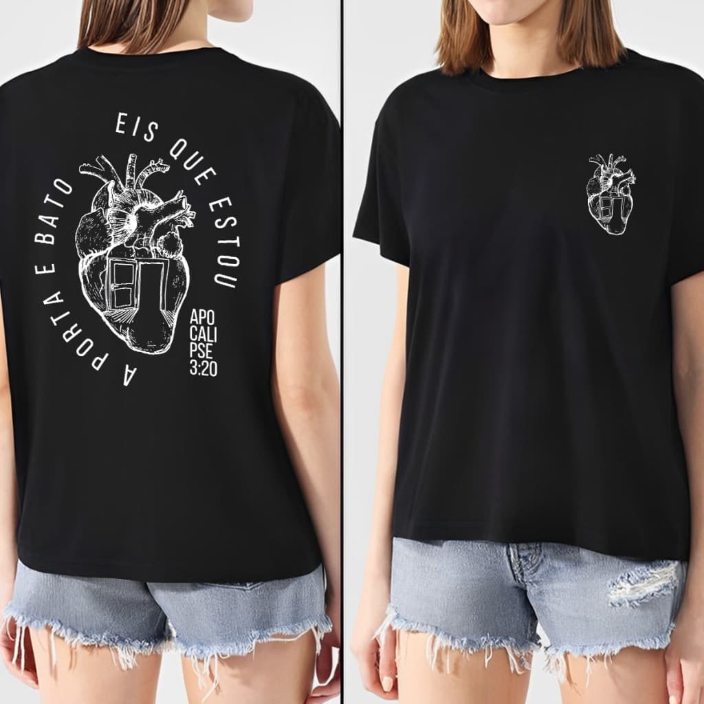 Camiseta T-Shirt Cristã 100% Algodão Apocalipse 3:20