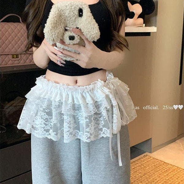 Branco estilo Ballet saia de renda bunda cortina feminina primavera verão estilo coreano em camadas rendas Jeans Hip-cob