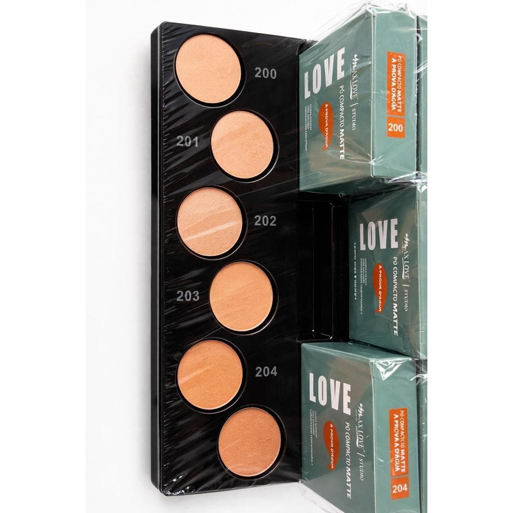 KIT 2 Pó Compacto Matte Max Love Love Studio  Maquiagem Facial À Prova D’Água 10g