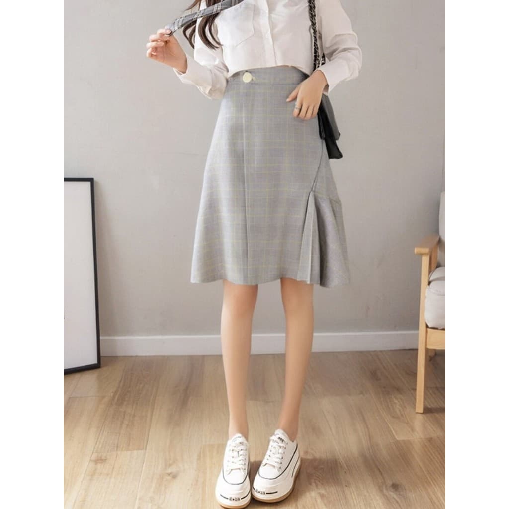 Lixin desconto roupas femininas duas séries de marca de três linhas armário de retirada moda feminina única saia xadrez