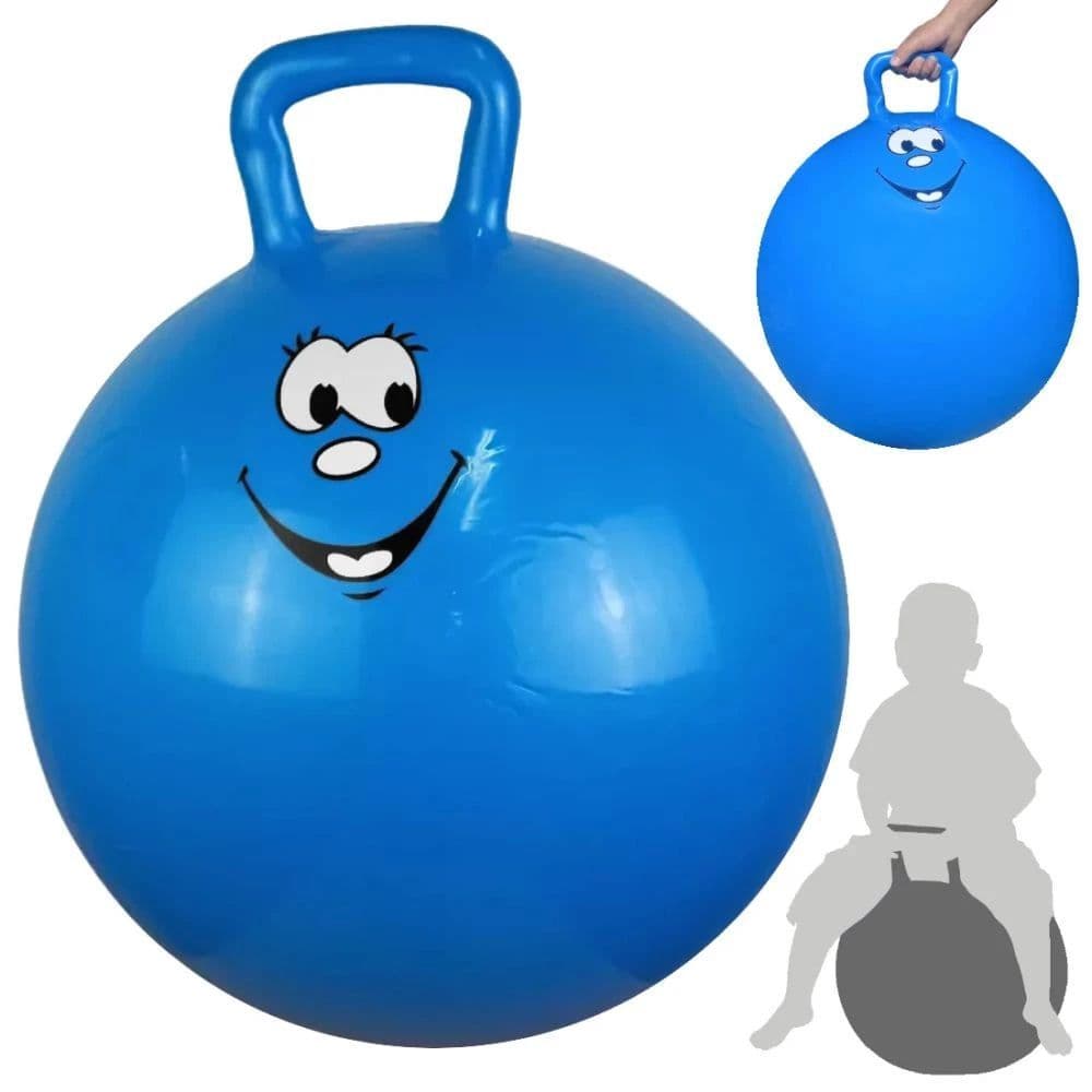 Kit 2 Brinquedos Pula Pula Bola Infantil com Alça 60 Cm Azul