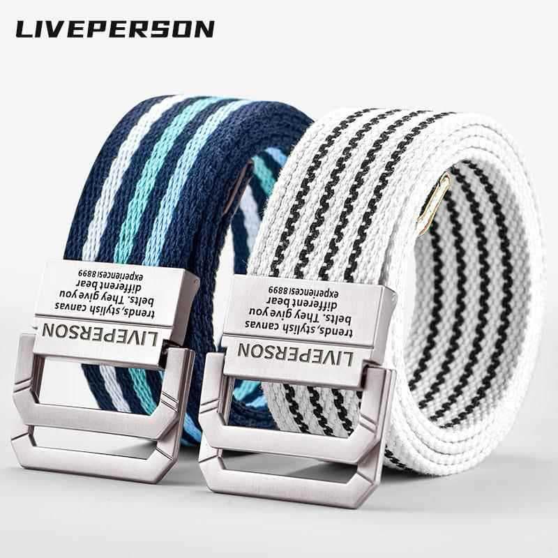 Cinto de lona com fivela de anel duplo estendido, cinto masculino, versão coreana, cinto Jeans para adolescentes, treina