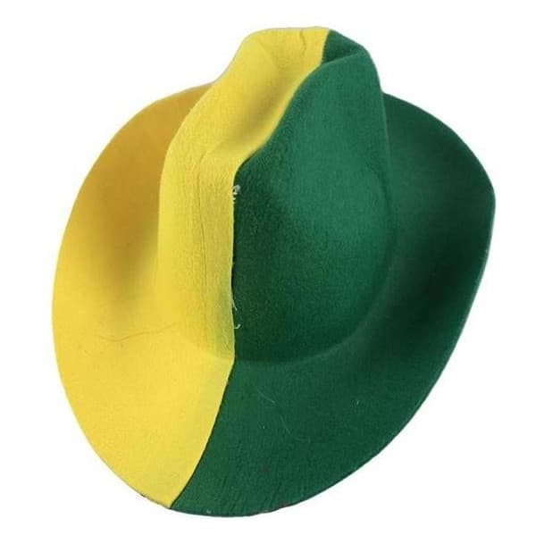 Chapéu Divertido Cowboy Verde E Amarelo Torcida Brasil Copa