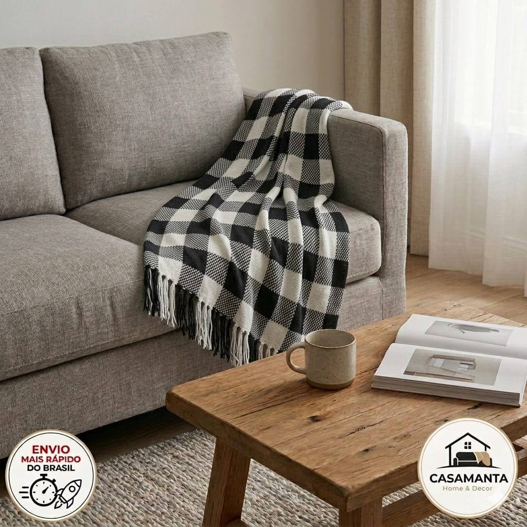 Manta Decorativa Para Sofá 3,00M x 1,80M Luxo Aconchegante e 2,10 x 1,20