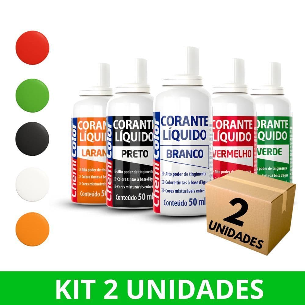 Kit 2 Corante Líquido 50ml ChemiColor Tinta Acrílica Látex Alto Rendimento