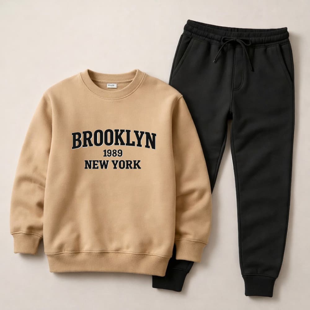 Conjunto Sueter Infantil Brooklyn Moletom Premium Sem Capuz Sem Bolso