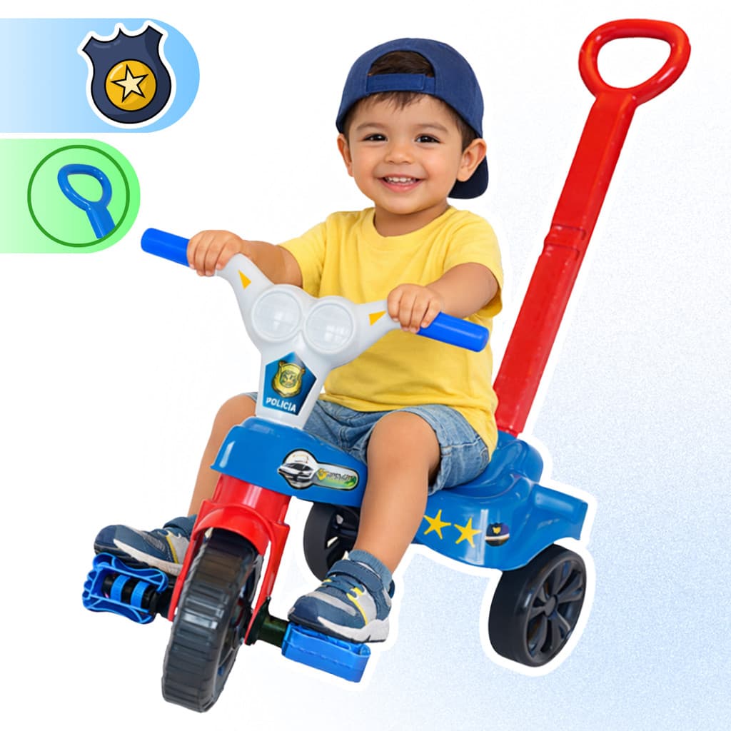 Triciclo Motóca Velotrol Velocípide Infantil Com Empurrador Variados