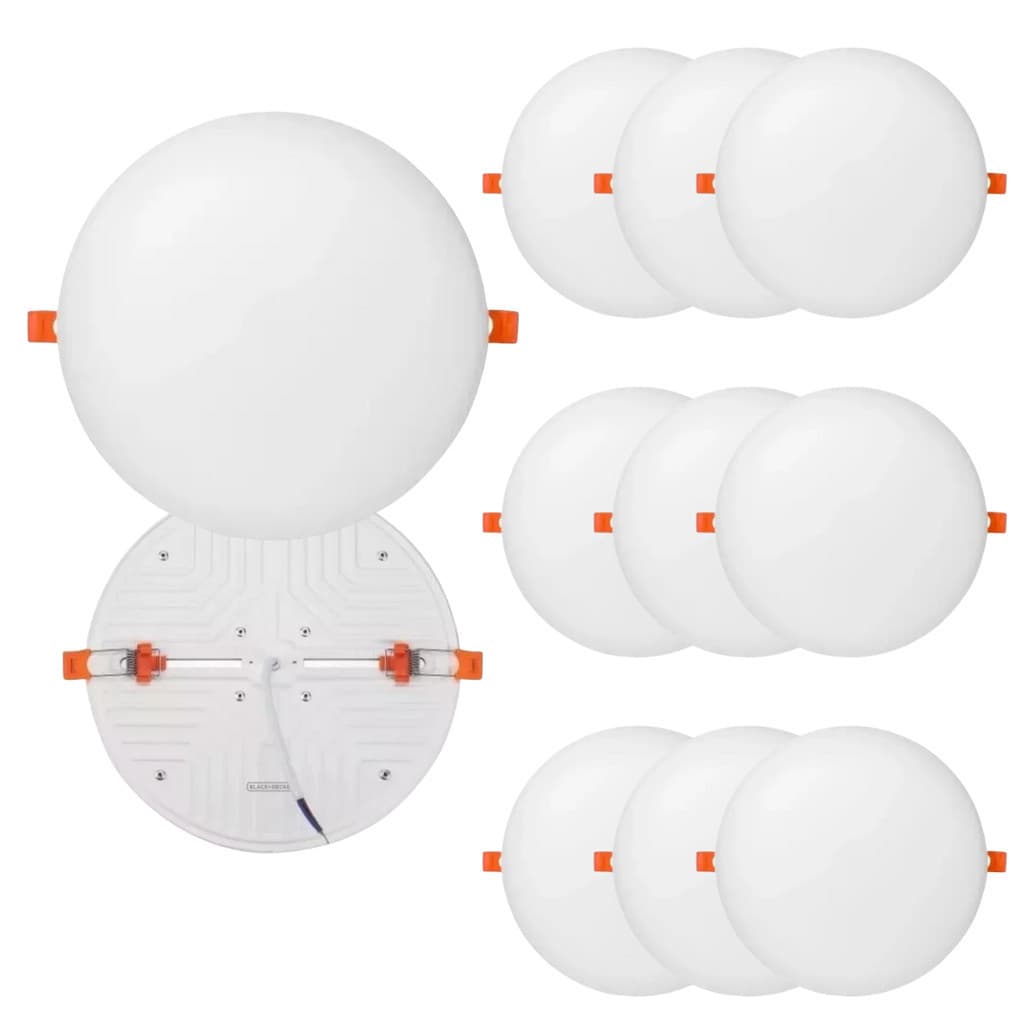 Kit 10 Luminária Led Plafon Borda Infinita 50W Embutido Redondo 30x30cm Bivolt Branco Frio 6500K