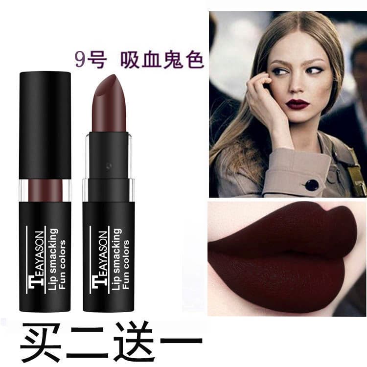 Batom vampiro retrô fosco, cor marrom, roxo, não desbota, copo antiaderente, menina, coração, batom exclusivo