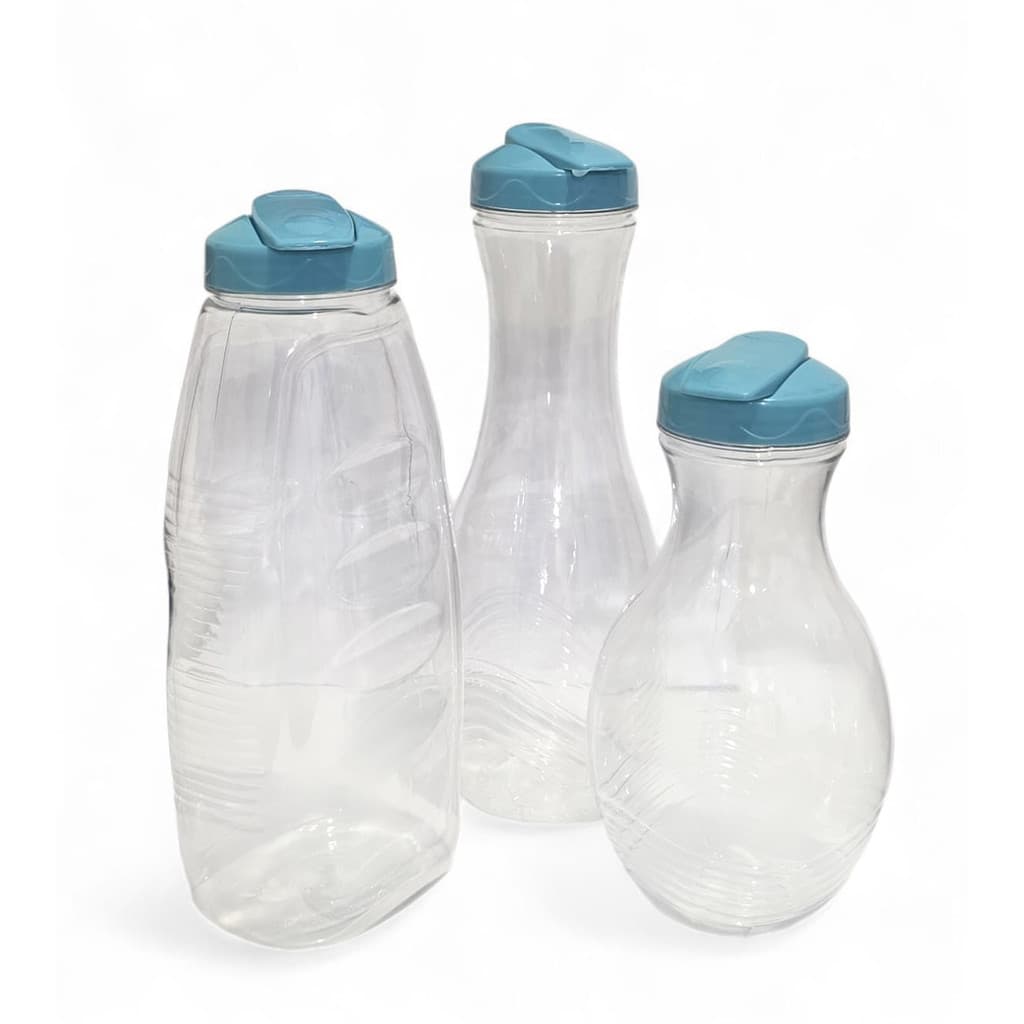 Kit 3 Garrafas Cristal Jarra Formatos Diferentes Suco Água