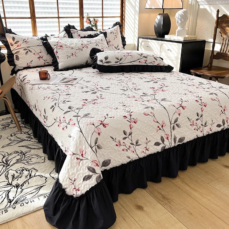Capa de cama de quarto de menina de desenho animado conjunto de quatro peças estilo Hepburn lençol acolchoado infantil s