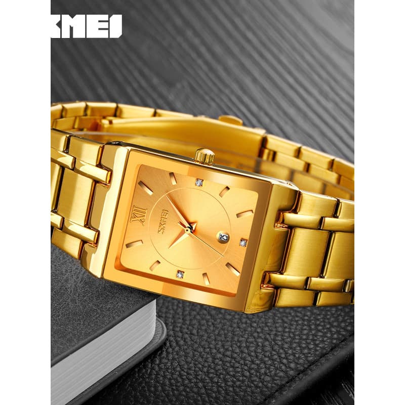 Momento bonito moda relógio masculino banda de aço relógio masculino quadrado cravejado de diamantes inglês relógio masc