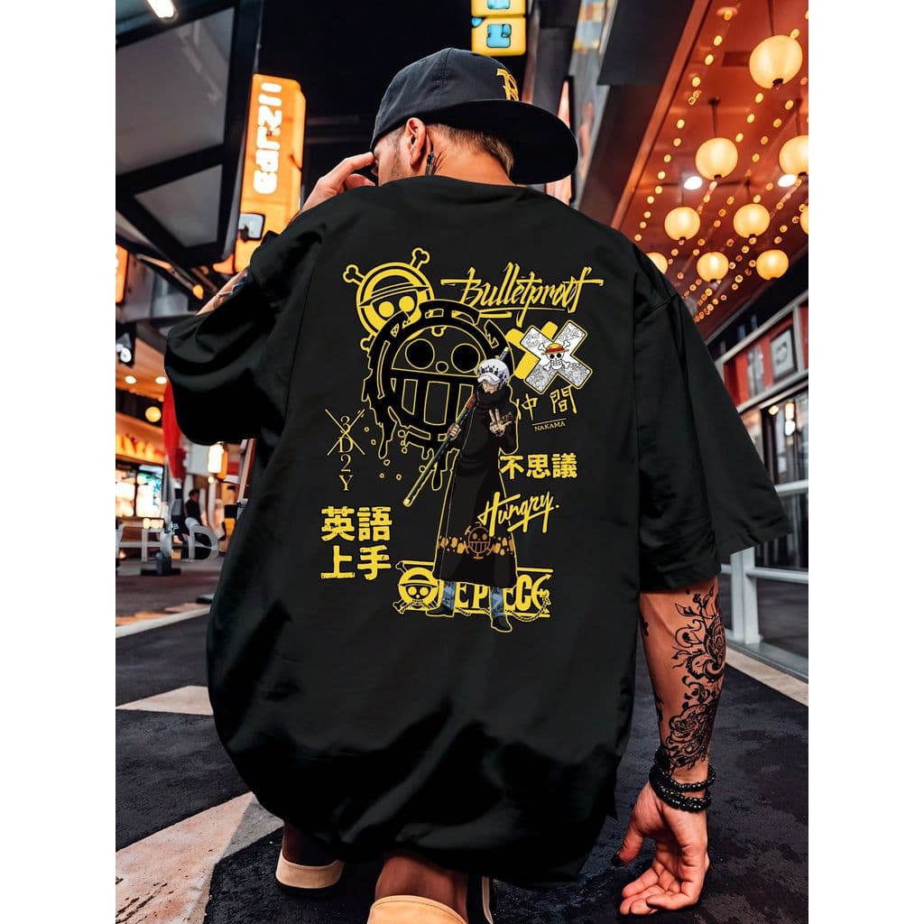 Camiseta Anime One Piece Trafalgar Law Camisa Blusa Unissex Masculino Feminino 100% Algodão Preto Branco Plus Size