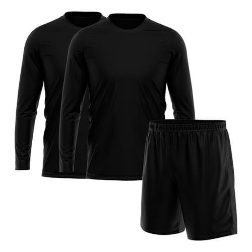 Kit Short Preto + 2 Camisetas Masculina Manga Longa Gls