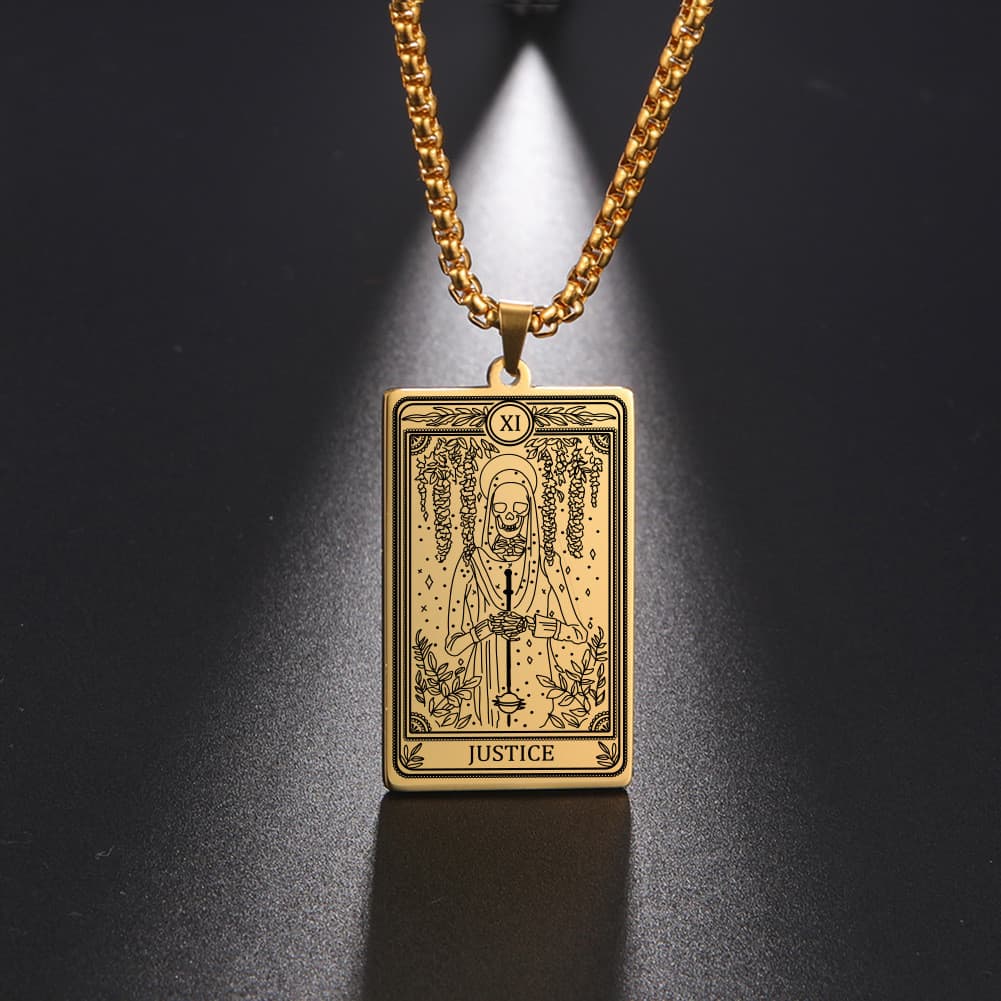 Série de Cartas de Tarot Justiça 22 Colares Elegantes de Aço Inoxidável