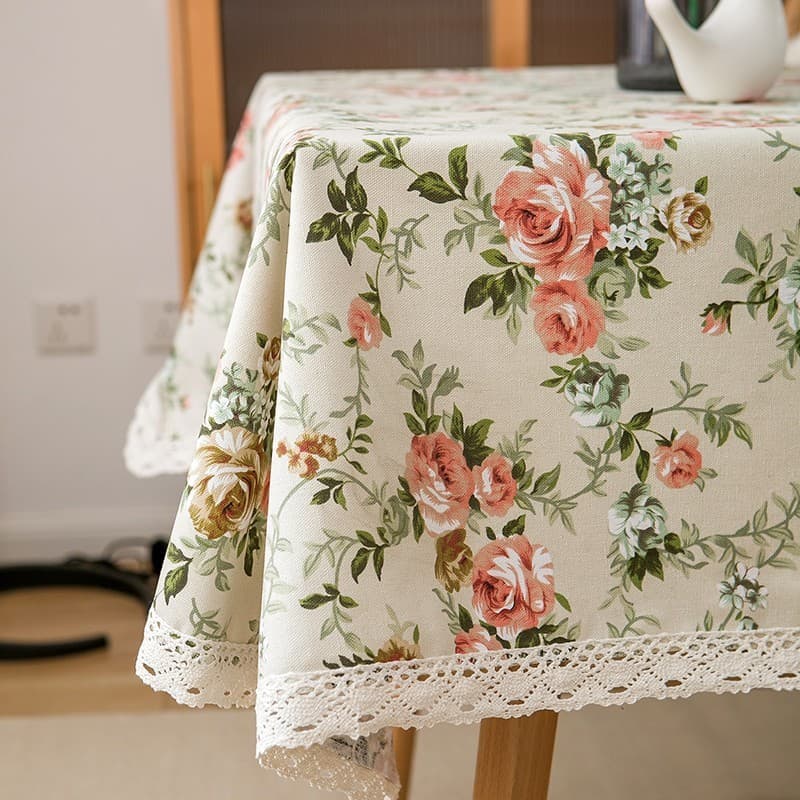 A Guarnição Floral Do Laço Da Fazenda Toalha De Mesa De Linho Algodão 9 Tamanhos Resistentes Ao Calor
