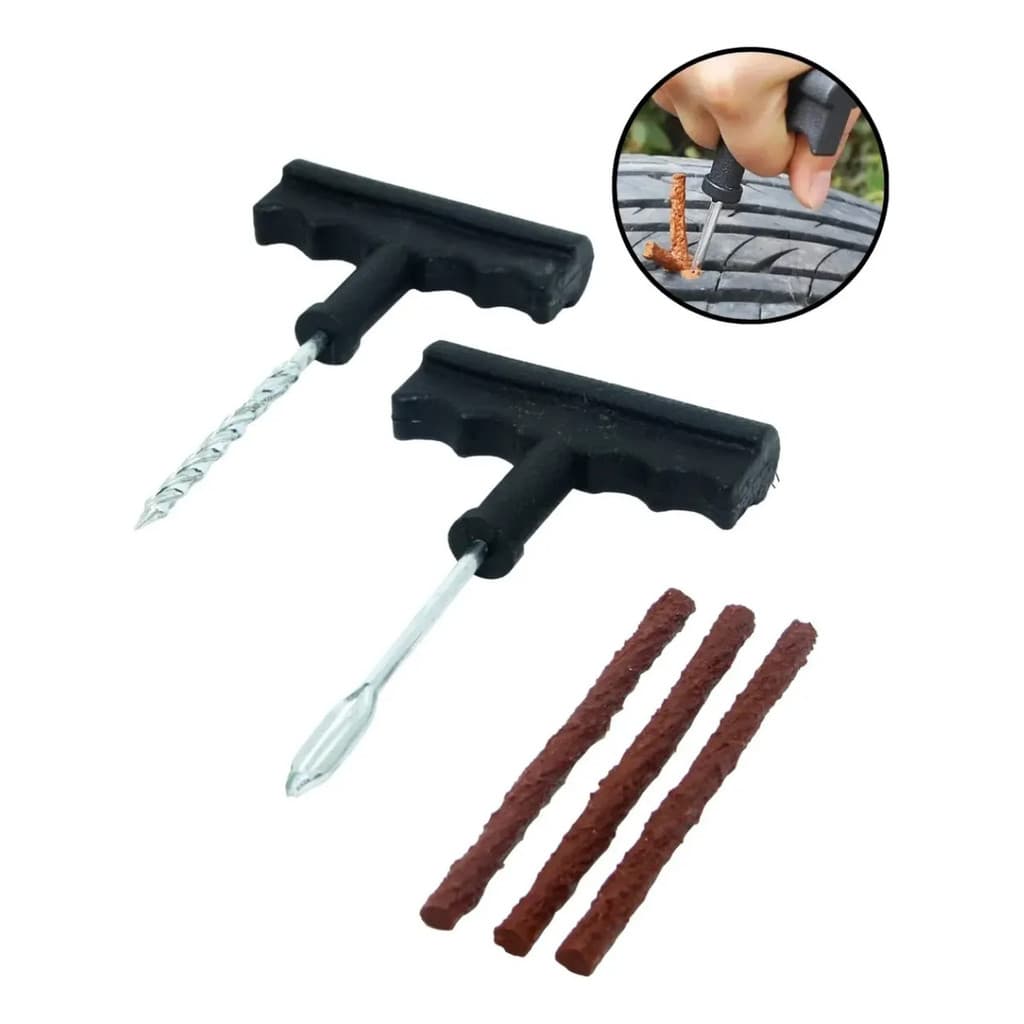 Kit Reparo Pneu Moto Carro Furo Macarrão Ferramenta Viagem