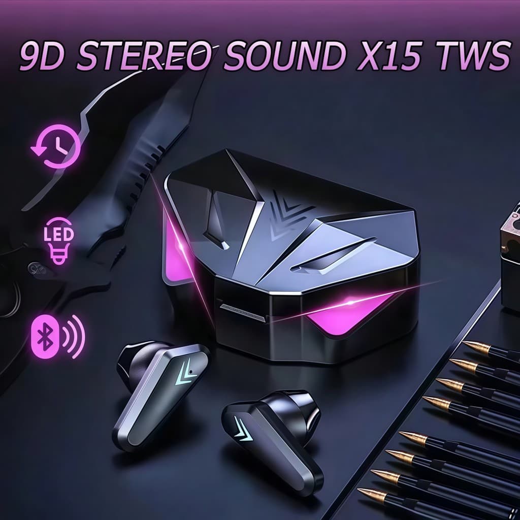X15 TWS Fone De Ouvido Bluetooth 5.0 Fones Intra-Auriculares Sem Fio Para Jogos Auditivo Caixa