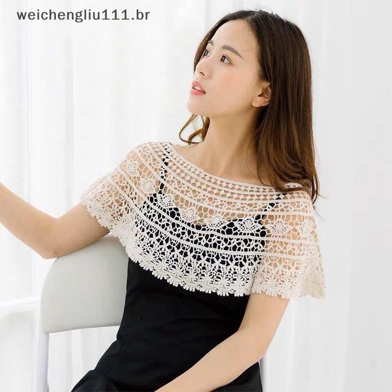 # weicheng Mulheres Malha Oco Xale Envoltório Casamento Nupcial Vestido De Noite Renda Girassol Cachecol Encolher Capa P