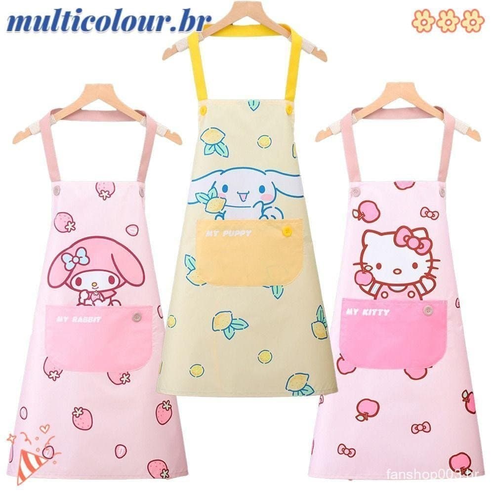 Avental Feminino Multicolor , Desenho Animado Anime Hello Kitty My Melody Roupas De Trabalho , Macacão De Café À Prova D