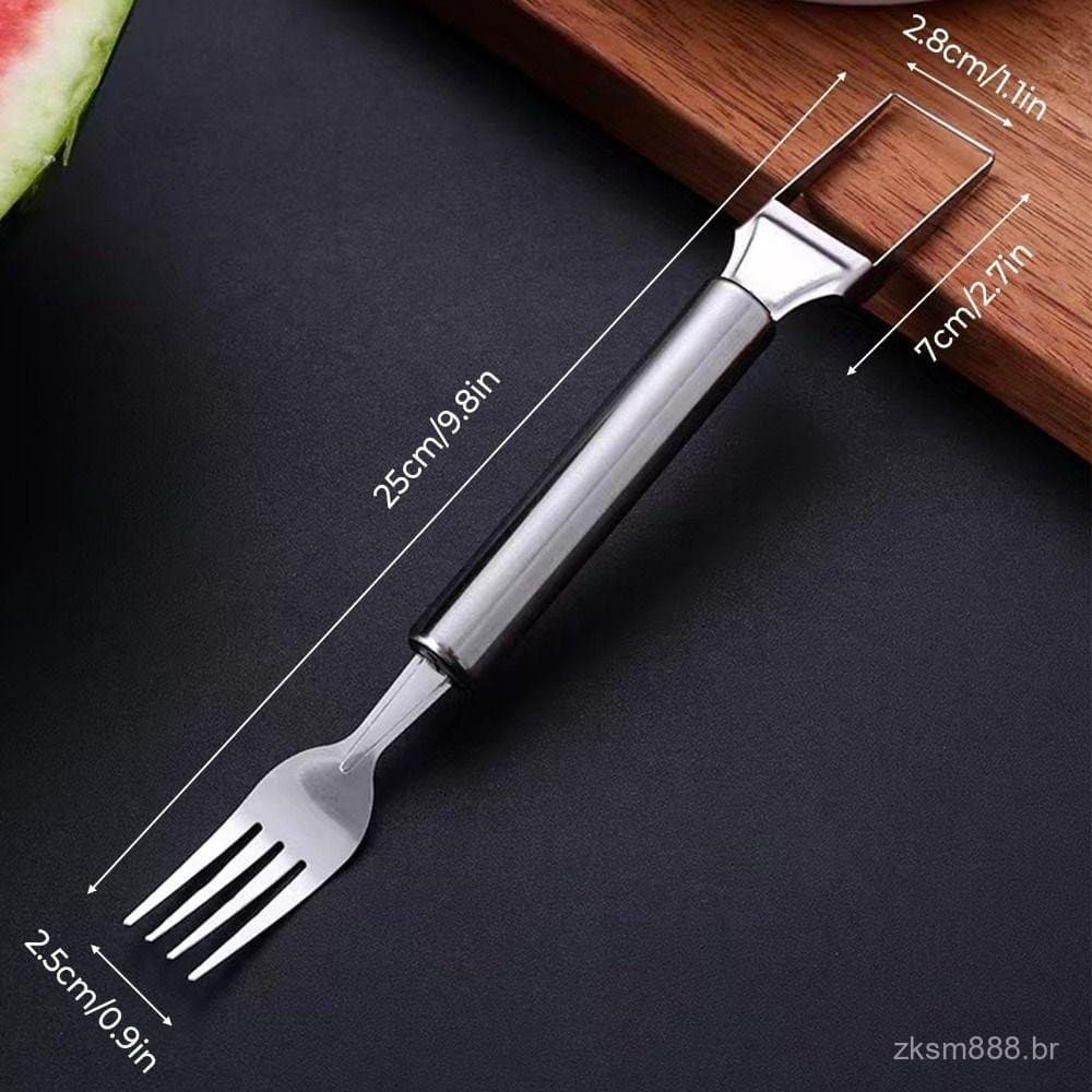 Cortador de Melancia, Cortador de Frutas de Aço Inoxidável com Cabeça Dupla, Cortador Profissional em Forma de Garfo