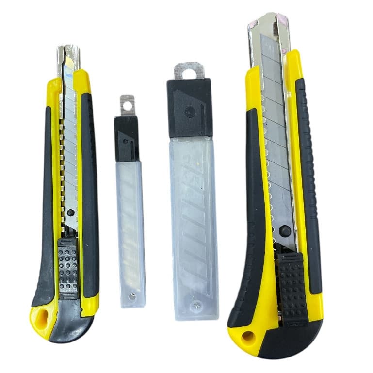 Kit 2 Estilete Profissional Emborrachado 9 Mm + 18mm Trava + 10 Laminas