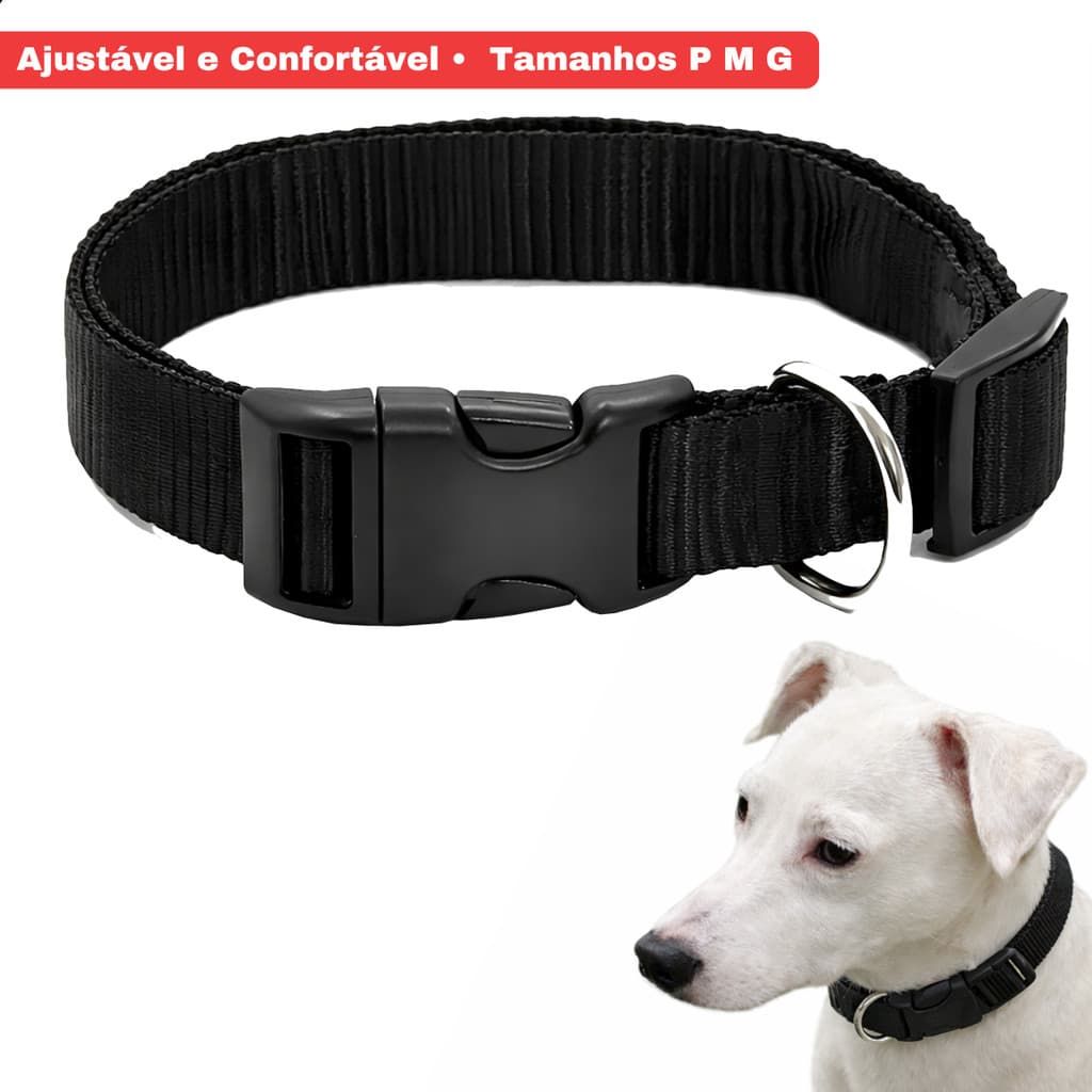 Coleira Pet Ajustável para Cães e Gatos Todas Raças P M G