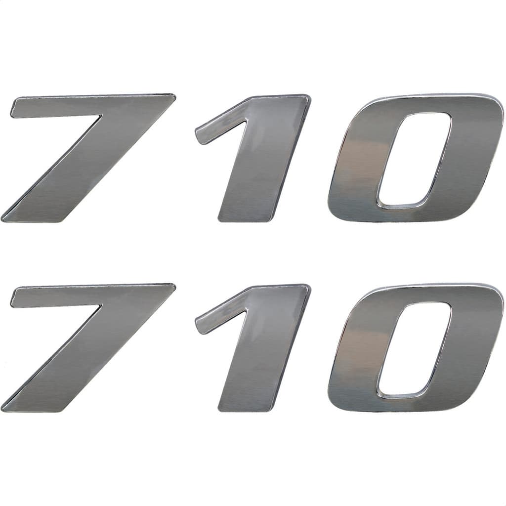 2 Emblema Adesivo Número 710 Cromado Caminhão Mercedes Benz