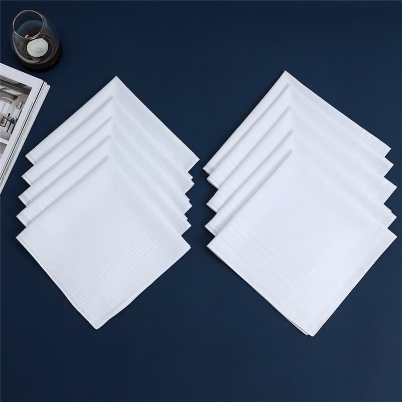 6 Pçs 40x40/43x43cm Cor Branca 100 % Algodão Lenços Clássicos Jacquard Listrado Bolso Toalha Quadrada Pintura DIY