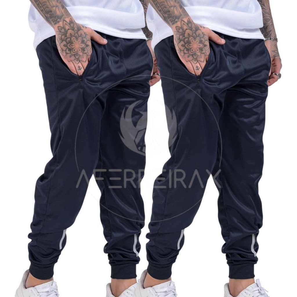 Kit 2 Calças Masculinas Slim Fit Com Bolsos Cordão Para Treino