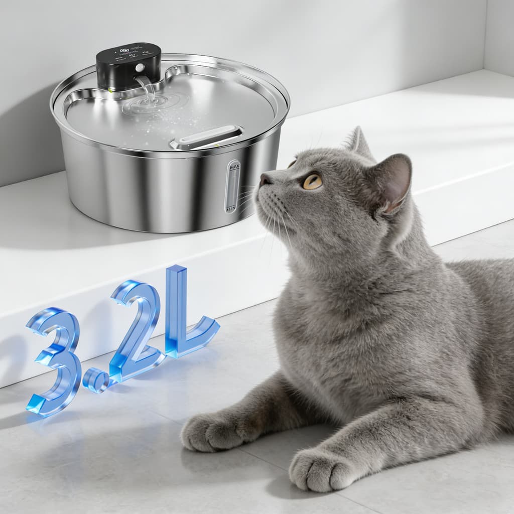 Newpet 3.2L Inox Fonte De Água Do Gato Automático Filtro Interior Para De Dispensador Gatos De Estimação