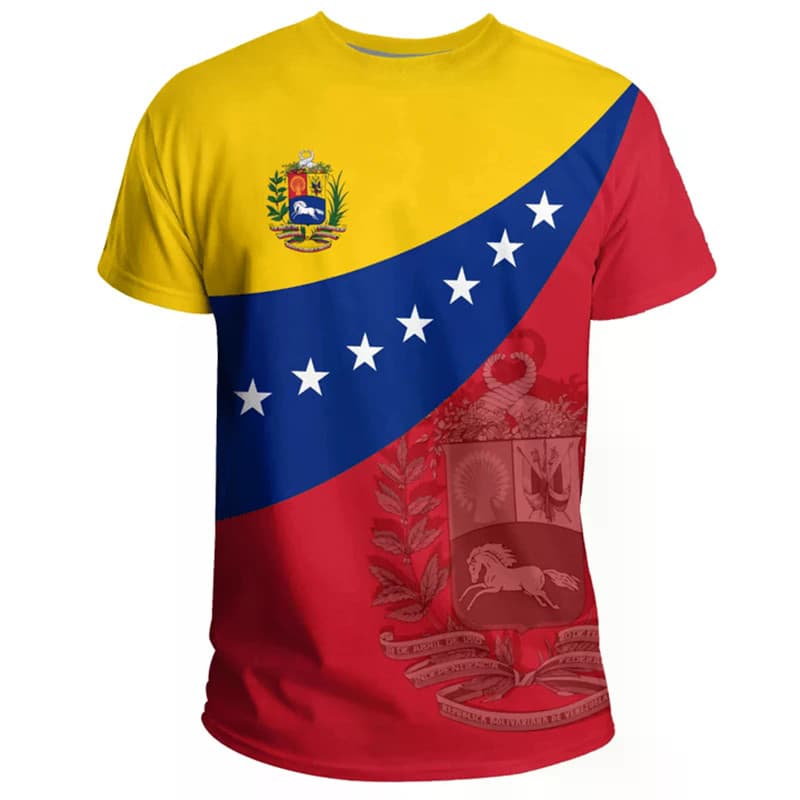 Nova Impressão 3d Venezuela Bandeira Camiseta Verão Em Torno Do Pescoço Manga Curta Camisetas Ginásio Esportes De Grande