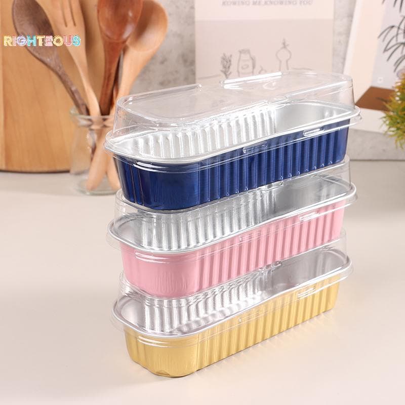 Rightrous 10 Peças 200ml Folha De Alumínio Caixa De Bolo Retangular Lata Cupcake Assadeira Pudim Queijo Sobremesa Copo C