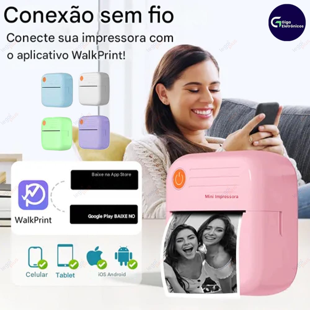 Nova impressora térmica sem fio: suporta impressão fotográfica sem fio,compatível com sistemas Android e iOS