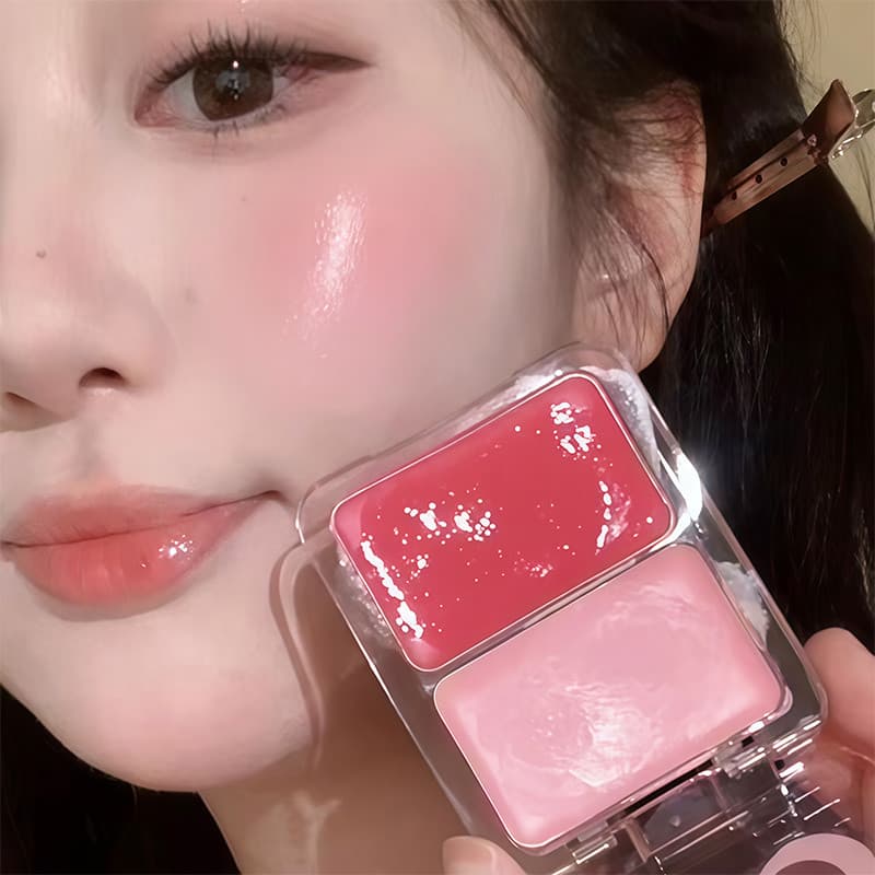 Creme hidratante para blush da pele, cor dupla, multiuso, alto brilho, expansão, cor, Pseudo-face, Natural, tridimension
