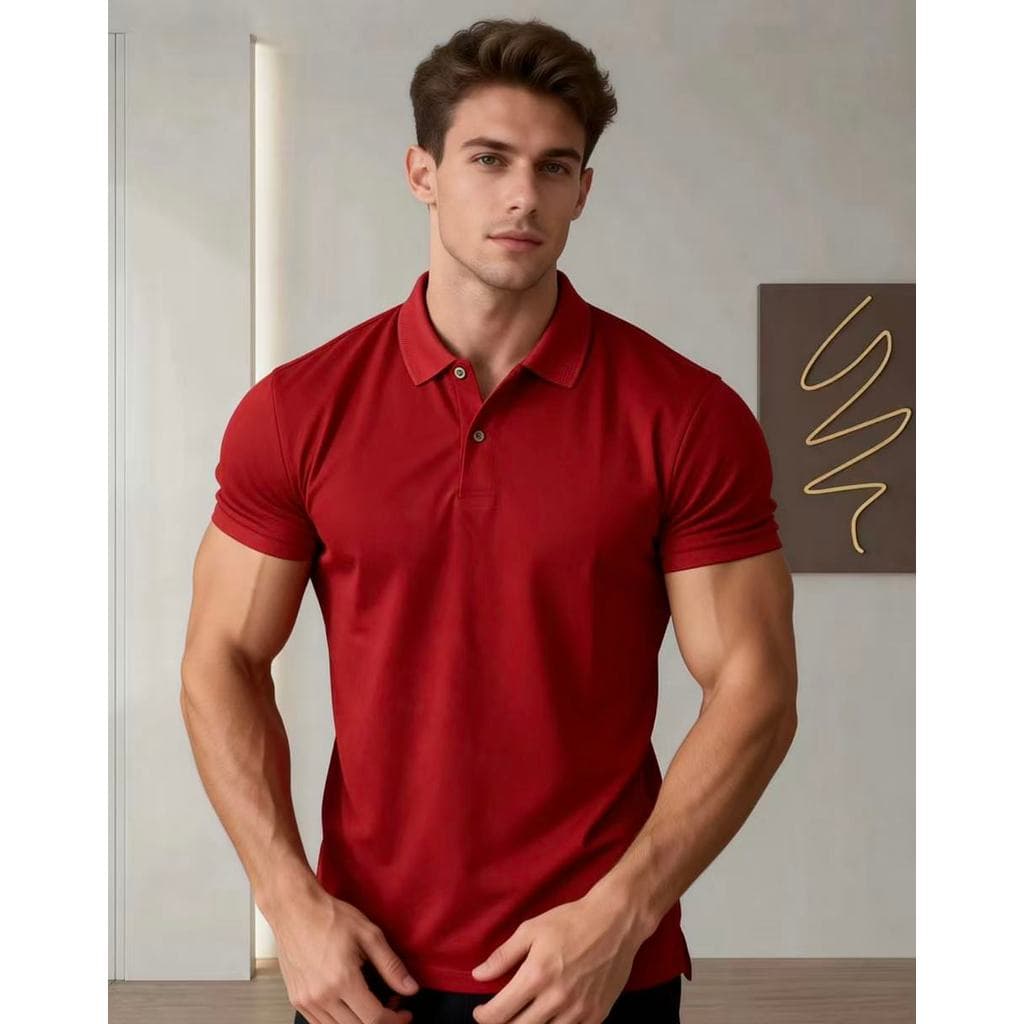 Peruana Camiseta polo de manga curta lisa casual para adultos