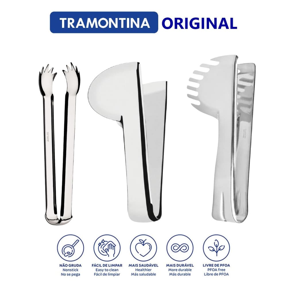 Kit 3 Pegadores Inox Tramontina - Massa, Salada e Gelo/Frios