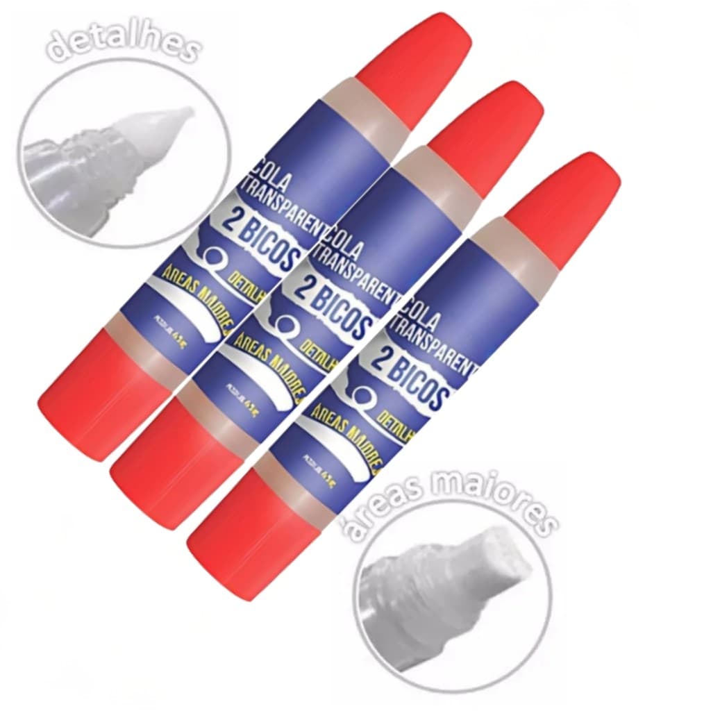 Kit 3 cola bastão dupla ponta ideal para artesanato e DIY