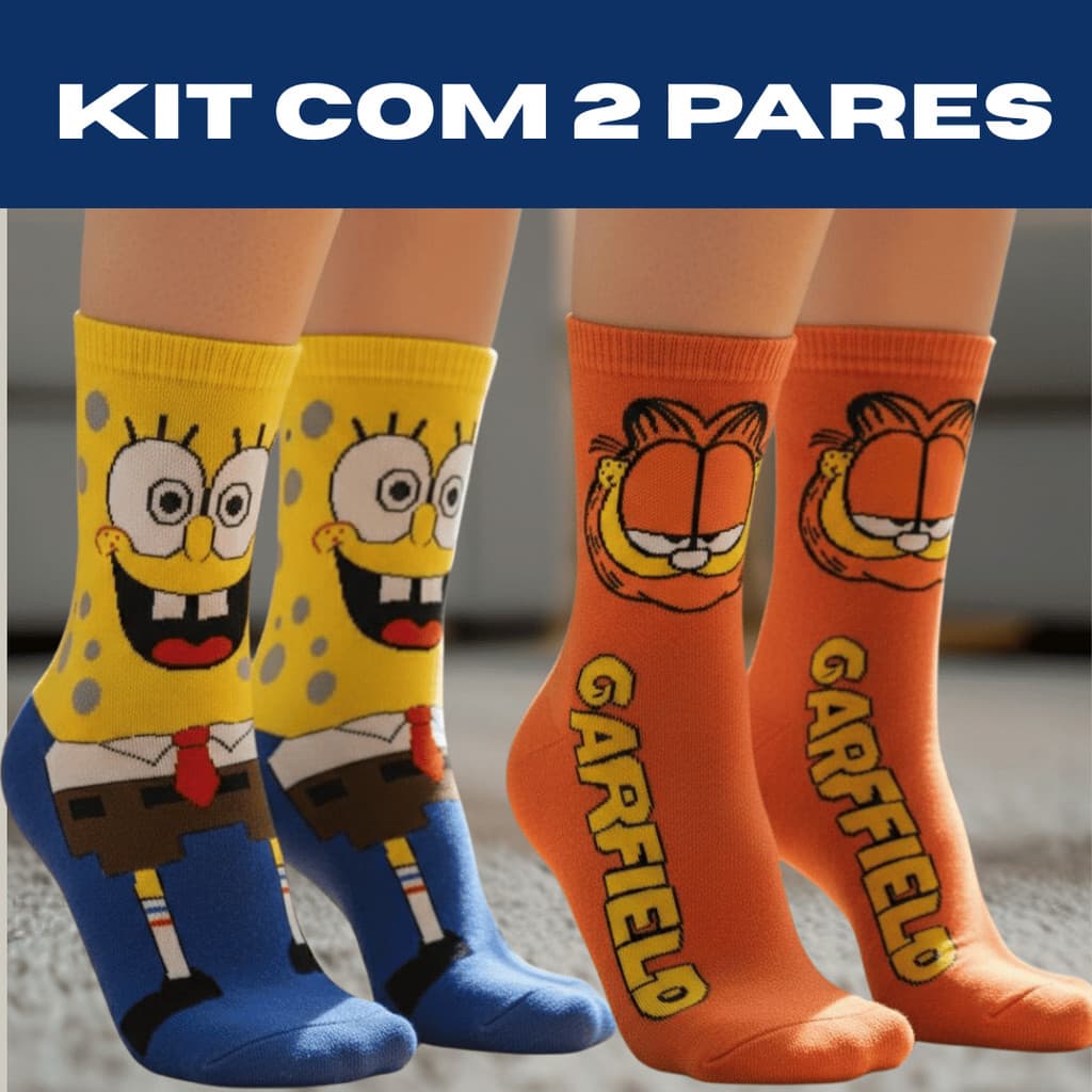 Kit 2 Pares de Meias Divertidas Adulto – Personagens | Unissex