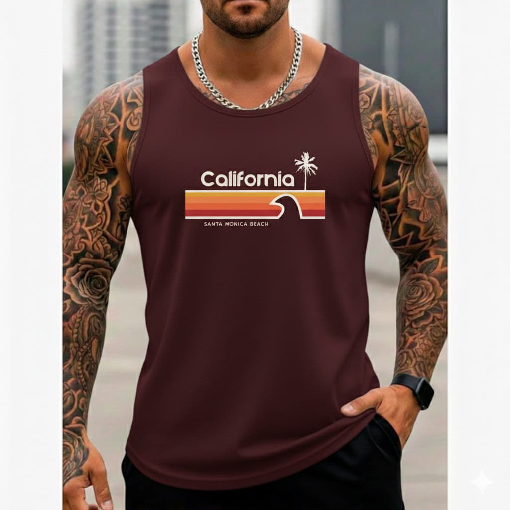 Regata Masculina Algodão Premium Estampa California Envio Imediato